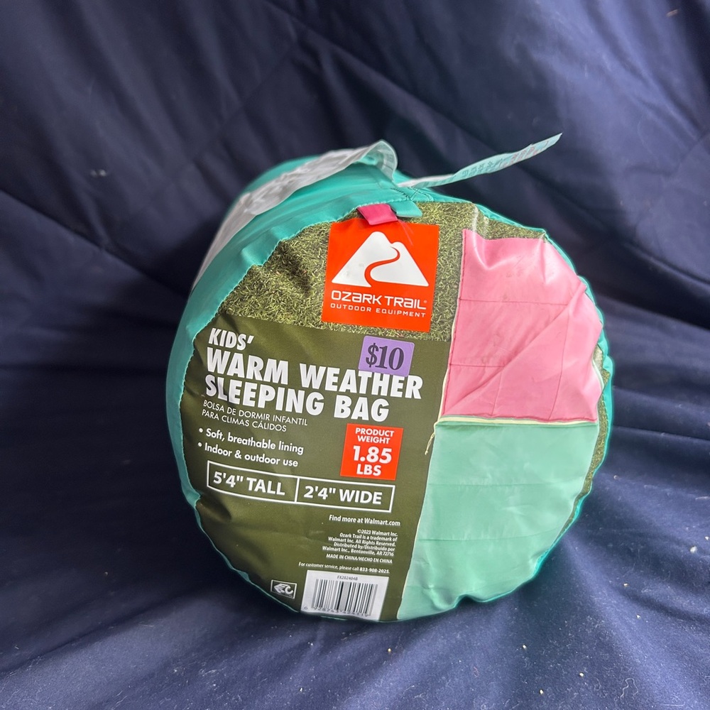 Ozark Trail Kids' Green and Pink Sleeping Bag